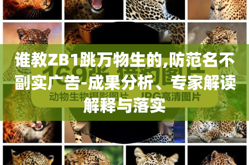 誰教ZB1跳萬物生的,防范名不副實廣告-成果分析、專家解讀解釋與落實