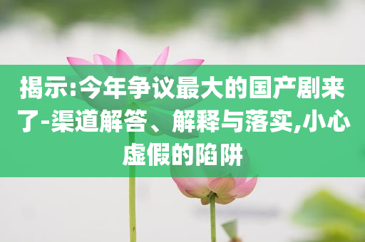 揭示:今年?duì)幾h最大的國產(chǎn)劇來了-渠道解答、解釋與落實(shí),小心虛假的陷阱