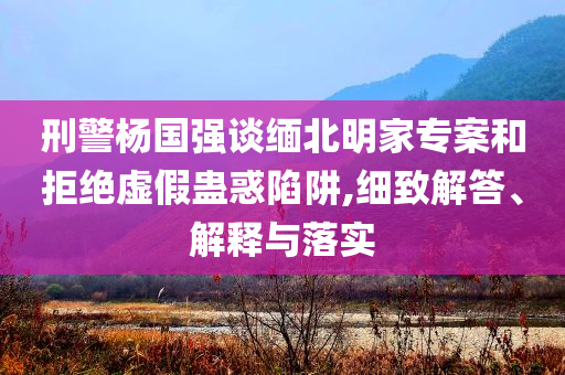 刑警楊國強談緬北明家專案和拒絕虛假蠱惑陷阱,細(xì)致解答、解釋與落實