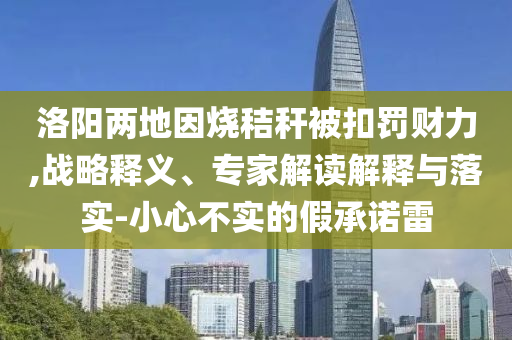 洛陽兩地因燒秸稈被扣罰財(cái)力,戰(zhàn)略釋義、專家解讀解釋與落實(shí)-小心不實(shí)的假承諾雷