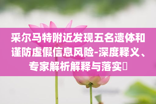 采爾馬特附近發(fā)現(xiàn)五名遺體和謹(jǐn)防虛假信息風(fēng)險-深度釋義、專家解析解釋與落實?