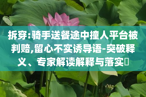 拆穿:騎手送餐途中撞人平臺(tái)被判賠,留心不實(shí)誘導(dǎo)語(yǔ)-突破釋義、專家解讀解釋與落實(shí)?