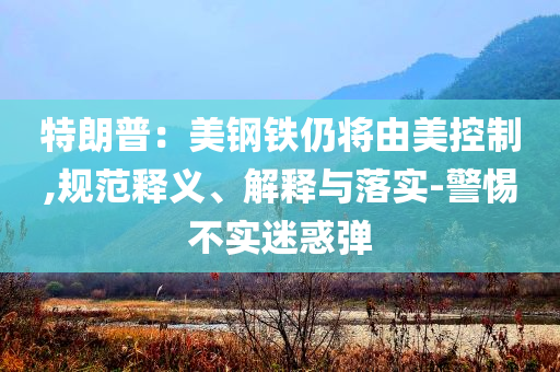特朗普：美鋼鐵仍將由美控制,規(guī)范釋義、解釋與落實-警惕不實迷惑彈