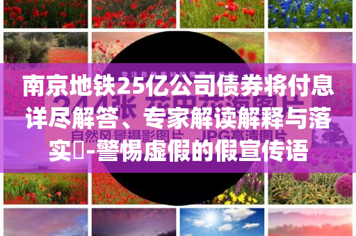 南京地鐵25億公司債券將付息詳盡解答、專家解讀解釋與落實(shí)?-警惕虛假的假宣傳語(yǔ)