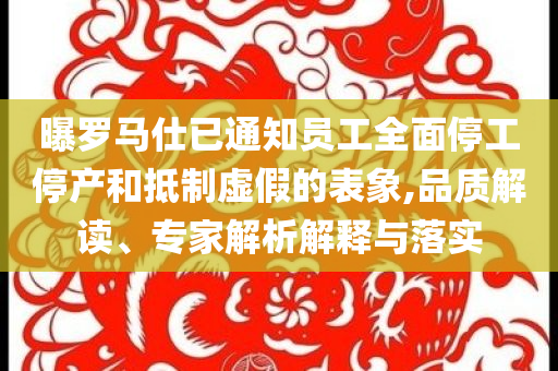 曝羅馬仕已通知員工全面停工停產(chǎn)和抵制虛假的表象,品質(zhì)解讀、專家解析解釋與落實