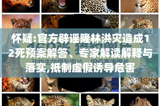 懷疑:官方辟謠隆林洪災(zāi)造成12死預(yù)案解答、專家解讀解釋與落實,抵制虛假誘導(dǎo)危害
