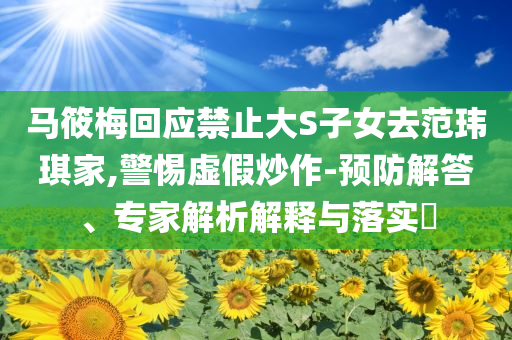 馬筱梅回應(yīng)禁止大S子女去范瑋琪家,警惕虛假炒作-預(yù)防解答、專家解析解釋與落實(shí)?