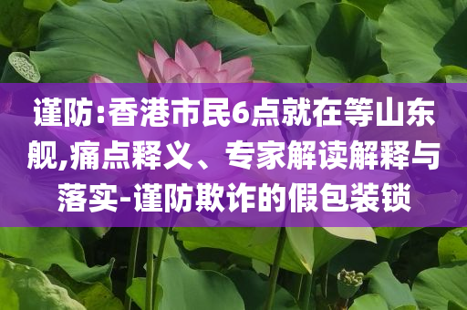 謹(jǐn)防:香港市民6點就在等山東艦,痛點釋義、專家解讀解釋與落實-謹(jǐn)防欺詐的假包裝鎖