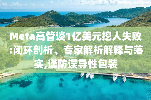 Meta高管談1億美元挖人失敗:閉環(huán)剖析、專家解析解釋與落實,謹防誤導性包裝