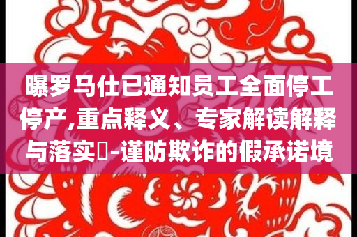 曝羅馬仕已通知員工全面停工停產(chǎn),重點(diǎn)釋義、專家解讀解釋與落實(shí)?-謹(jǐn)防欺詐的假承諾境