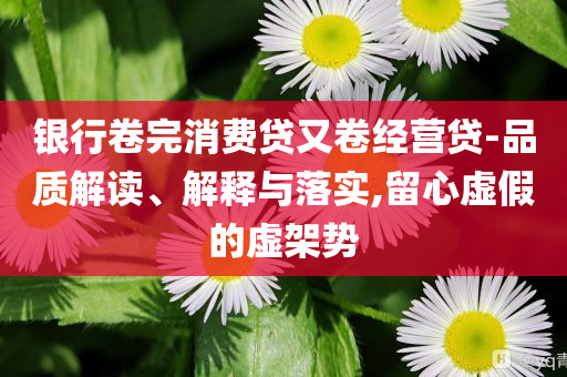 銀行卷完消費(fèi)貸又卷經(jīng)營貸-品質(zhì)解讀、解釋與落實(shí),留心虛假的虛架勢