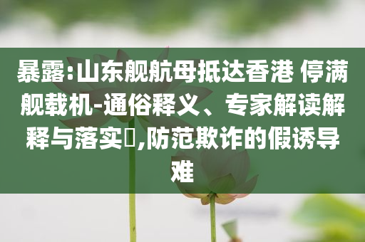 暴露:山東艦航母抵達(dá)香港 停滿艦載機(jī)-通俗釋義、專家解讀解釋與落實(shí)?,防范欺詐的假誘導(dǎo)難