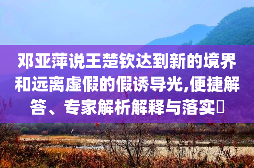 鄧亞萍說(shuō)王楚欽達(dá)到新的境界和遠(yuǎn)離虛假的假誘導(dǎo)光,便捷解答、專家解析解釋與落實(shí)?