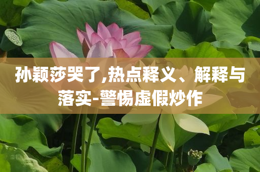 孫穎莎哭了,熱點(diǎn)釋義、解釋與落實(shí)-警惕虛假炒作