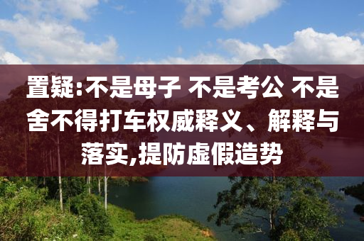 置疑:不是母子 不是考公 不是舍不得打車(chē)權(quán)威釋義、解釋與落實(shí),提防虛假造勢(shì)