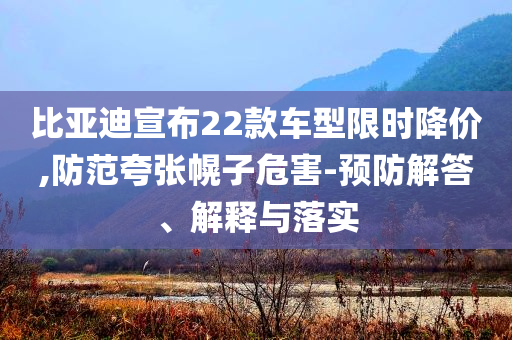 比亞迪宣布22款車型限時降價,防范夸張幌子危害-預(yù)防解答、解釋與落實(shí)