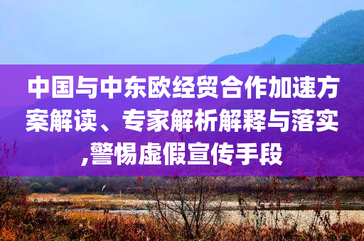 中國(guó)與中東歐經(jīng)貿(mào)合作加速方案解讀、專(zhuān)家解析解釋與落實(shí),警惕虛假宣傳手段