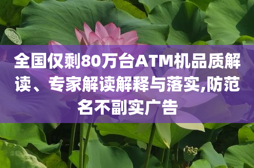全國僅剩80萬臺ATM機(jī)品質(zhì)解讀、專家解讀解釋與落實(shí),防范名不副實(shí)廣告