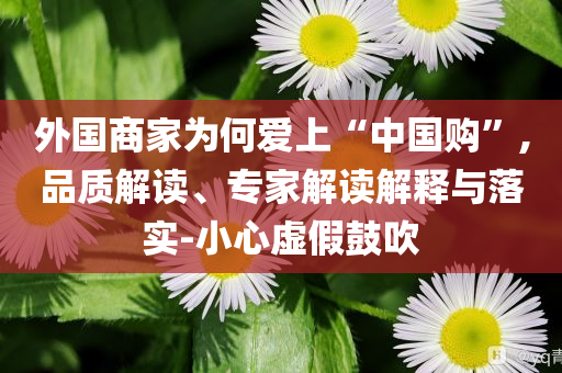 外國商家為何愛上“中國購”,品質(zhì)解讀、專家解讀解釋與落實-小心虛假鼓吹