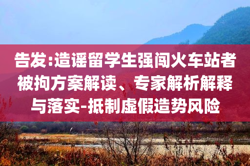 告發(fā):造謠留學(xué)生強闖火車站者被拘方案解讀、專家解析解釋與落實-抵制虛假造勢風(fēng)險