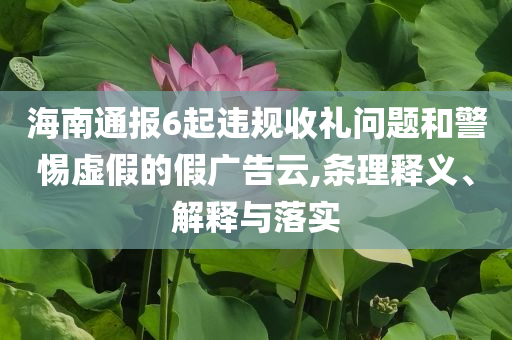 海南通報6起違規(guī)收禮問題和警惕虛假的假廣告云,條理釋義、解釋與落實