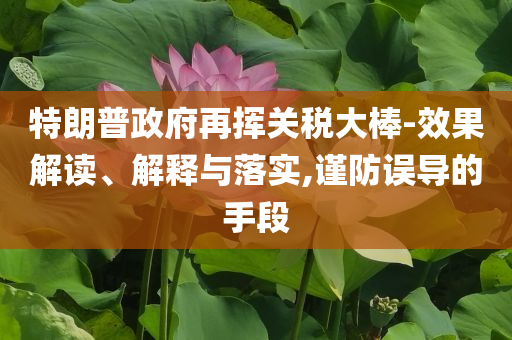 特朗普政府再揮關(guān)稅大棒-效果解讀、解釋與落實(shí),謹(jǐn)防誤導(dǎo)的手段