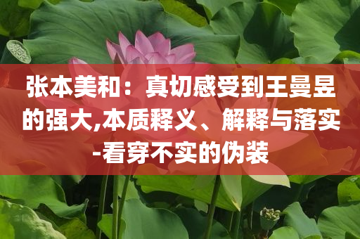 張本美和：真切感受到王曼昱的強(qiáng)大,本質(zhì)釋義、解釋與落實(shí)-看穿不實(shí)的偽裝