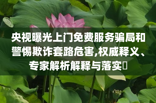 央視曝光上門免費(fèi)服務(wù)騙局和警惕欺詐套路危害,權(quán)威釋義、專家解析解釋與落實?