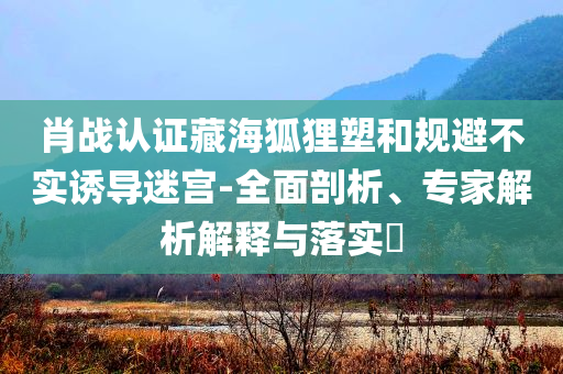 肖戰(zhàn)認(rèn)證藏海狐貍塑和規(guī)避不實(shí)誘導(dǎo)迷宮-全面剖析、專家解析解釋與落實(shí)?