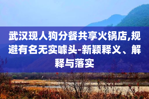 武漢現(xiàn)人狗分餐共享火鍋店,規(guī)避有名無實噱頭-新穎釋義、解釋與落實