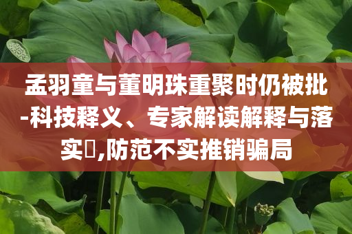 孟羽童與董明珠重聚時(shí)仍被批-科技釋義、專家解讀解釋與落實(shí)?,防范不實(shí)推銷騙局