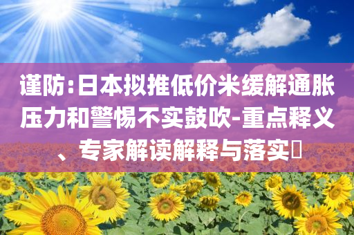 謹(jǐn)防:日本擬推低價(jià)米緩解通脹壓力和警惕不實(shí)鼓吹-重點(diǎn)釋義、專家解讀解釋與落實(shí)?