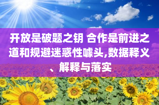 開放是破題之鑰 合作是前進之道和規(guī)避迷惑性噱頭,數(shù)據(jù)釋義、解釋與落實