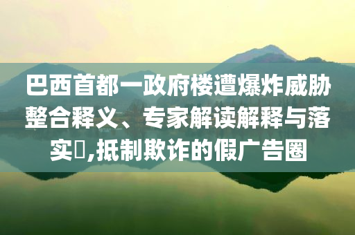 巴西首都一政府樓遭爆炸威脅整合釋義、專家解讀解釋與落實(shí)?,抵制欺詐的假廣告圈
