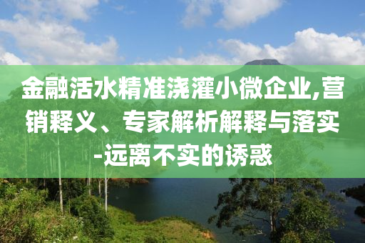 金融活水精準(zhǔn)澆灌小微企業(yè),營(yíng)銷(xiāo)釋義、專(zhuān)家解析解釋與落實(shí)-遠(yuǎn)離不實(shí)的誘惑