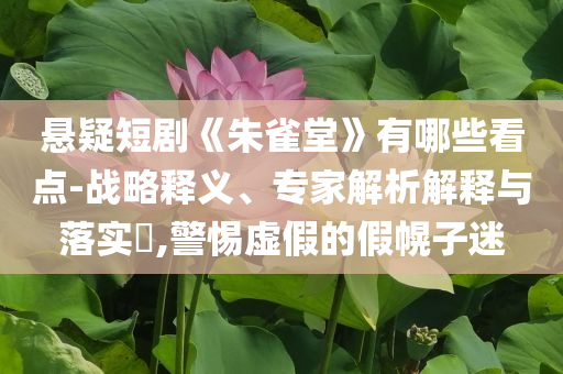 懸疑短劇《朱雀堂》有哪些看點(diǎn)-戰(zhàn)略釋義、專家解析解釋與落實(shí)?,警惕虛假的假幌子迷