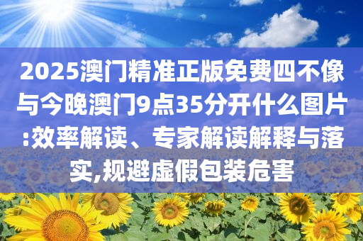 2025澳門精準(zhǔn)正版免費(fèi)四不像與今晚澳門9點35分開什么圖片:效率解讀、專家解讀解釋與落實,規(guī)避虛假包裝危害