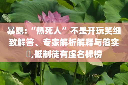 暴露:“熱死人”不是開玩笑細致解答、專家解析解釋與落實?,抵制徒有虛名標榜