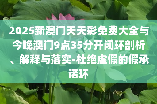 2025新澳門(mén)天天彩免費(fèi)大全與今晚澳門(mén)9點(diǎn)35分開(kāi)閉環(huán)剖析、解釋與落實(shí)-杜絕虛假的假承諾環(huán)