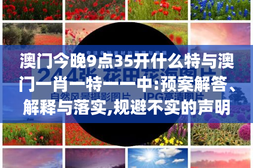 澳門今晚9點(diǎn)35開什么特與澳門一肖一特一一中:預(yù)案解答、解釋與落實(shí),規(guī)避不實(shí)的聲明