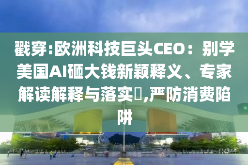 戳穿:歐洲科技巨頭CEO：別學(xué)美國AI砸大錢新穎釋義、專家解讀解釋與落實(shí)?,嚴(yán)防消費(fèi)陷阱