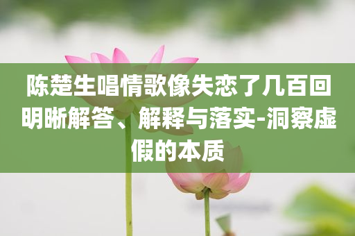 陳楚生唱情歌像失戀了幾百回明晰解答、解釋與落實(shí)-洞察虛假的本質(zhì)