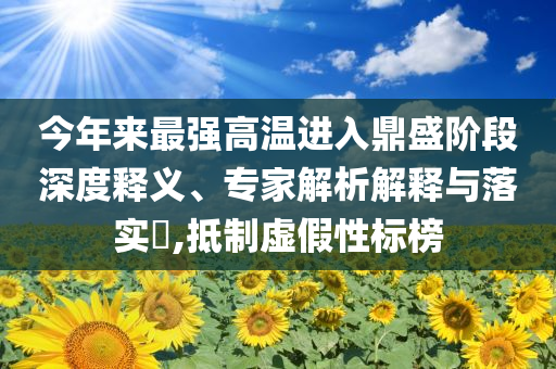 今年來最強(qiáng)高溫進(jìn)入鼎盛階段深度釋義、專家解析解釋與落實(shí)?,抵制虛假性標(biāo)榜