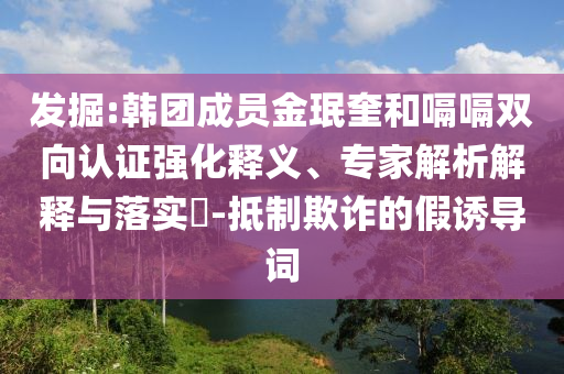 發(fā)掘:韓團成員金珉奎和嗝嗝雙向認證強化釋義、專家解析解釋與落實?-抵制欺詐的假誘導詞