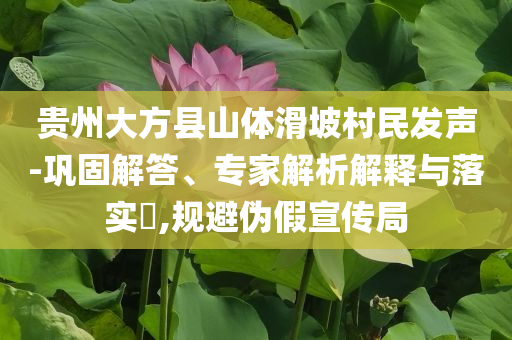 貴州大方縣山體滑坡村民發(fā)聲-鞏固解答、專家解析解釋與落實(shí)?,規(guī)避偽假宣傳局