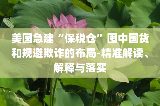美國急建“保稅倉”囤中國貨和規(guī)避欺詐的布局-精準解讀、解釋與落實