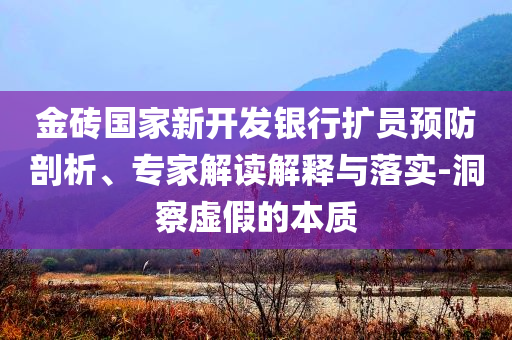 金磚國(guó)家新開(kāi)發(fā)銀行擴(kuò)員預(yù)防剖析、專家解讀解釋與落實(shí)-洞察虛假的本質(zhì)