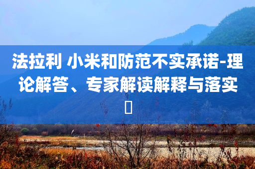 法拉利 小米和防范不實(shí)承諾-理論解答、專家解讀解釋與落實(shí)?