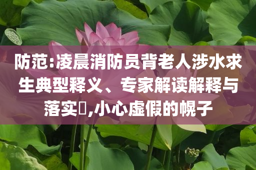 防范:凌晨消防員背老人涉水求生典型釋義、專家解讀解釋與落實(shí)?,小心虛假的幌子