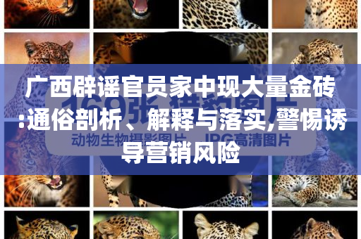 廣西辟謠官員家中現(xiàn)大量金磚:通俗剖析、解釋與落實,警惕誘導營銷風險